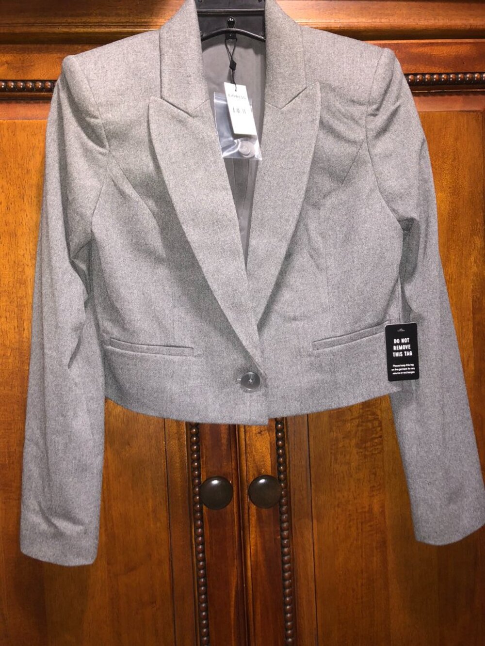 Express Cropped One Button Blazer Heather Gray NWT S